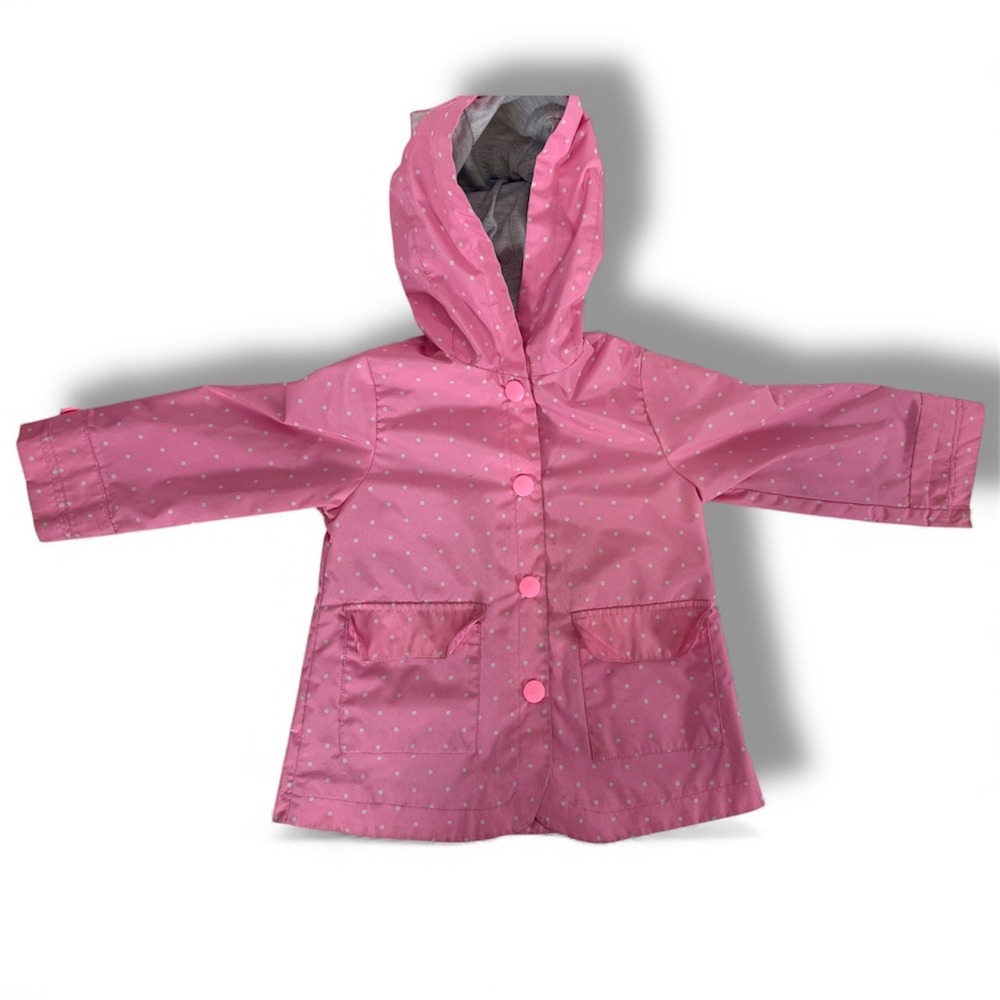 Carter's Raincoat Toddler Girls 2T Polka Dot Hooded Jacket Pink Cat